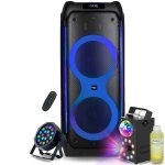 Pack enceinte active usb bluetooth autonome ibiza 1200w columba1200 - machine fume led 700 w - liquide ...