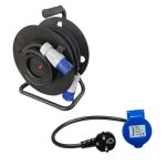 Pack enrouleur de c�ble �lectrique camping 3600w 25m p17 + adaptateur femelle p17 - 230v cee 50cm po