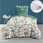 Pack housse de couette enfant r�versible dina 140x200 cm + drap housse 90x190 cm blanc