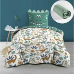 Pack housse de couette rversible dina 140 x 200 cm + drap housse 90x190 cm sauge