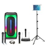 Pack karaoke enceinte 1000w usb bluetooth sur batterie mooving magic - sound1000 - 4 micros sans fil ...