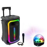 Pack karaok enceinte autonome portable usb bluetooth tws 800w ibiza mobile800 - 1 micro - jeu lumire ...