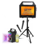 Pack karaok enceinte ecran 2 - en - 1 portable 2 micros vhf ibiza karavision - machine fume led foggy ...