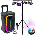 Pack karaok� enceinte portable bluetooth usb autonome tws 800w ibiza mobile800 - 1 micro - pied lumi�re ...