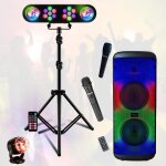 Pack karaoke mooving light & sound - enceinte sur batterie usb bluetooth electro - sound 600w 2 micros ...