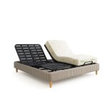 Pack lit lectrique 140x190 gris sommier relaxation  lattes + contour velours ctel + matelas