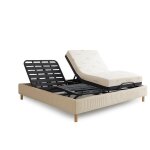 Pack lit lectrique 160x200 beige - sommier relaxation  lattes + contour velours ctel + matelas