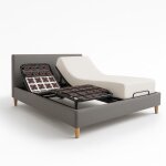 Pack lit Électrique matelas 140x190 cm - gris clair - sommier relaxation + contour lit tissu + matelas ... Pack lit Électrique matelas 140x190 cm - gris clair - sommier relaxation + contour lit tissu + matelas ...