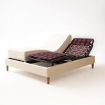 Pack lit �lectrique matelas 160x200 - blanc - sommier relaxation + contour lit simili cuir + matelas