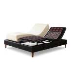Pack lit �lectrique matelas 200x200 - noir - sommier relaxation + contour lit simili cuir + matelas