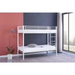 Pack : lit superpos� + matelas compris s�parable m�tal luna 1 + 1 90x190 cm sommier inclus blanc