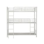 Lit superpos� m�tal 3 �tages 90x190 cm blanc avec 3 matelas inclus triple