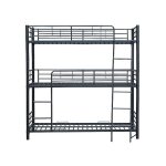 Pack: lit superpos� en m�tal triple 3 �tages + matelas compris 3 couchages 90x190 cm noir