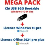 Pack windows 11 sur cle usb bootable + licence windows 11 pro + licence office 2021 pro plus