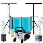 Pack lumi�re facade dj lycra blanc 1200 x 700 - 2 pieds supports mooving light - machine fum�e 900w - ...