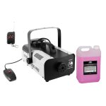 Pack machine fum�e professionnelle 1000w boomtonedj f1000pro 2 t�l�commandes - bidon liquide fum�e 5l ...