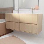 Pack meuble salle de bains 120 cm chêne clair, 4 tiroirs avec vasque céramique - xenos Pack meuble salle de bains 120 cm chêne clair, 4 tiroirs avec vasque céramique - xenos
