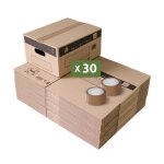 Pack and move - lot 30 cartons d�m�nagement stockage s - 36 x 28 x 18 cm - poign�es renforc�es - 2 adh�sifs ...