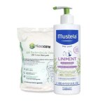 Pack mustela liniment bb 400 ml et 200 cotons 8x10 cm ? change ds la naissance ? 99?% d?origine naturelle ...