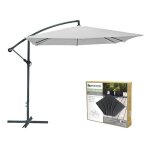 Pack parasol dport gris clair + dalle bton ? lgance ombre xxl et stabilit assure