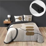 Pack parure de couette 240 x 220 cm ? coton 42 fils ? santana + drap housse 140x190 cm noir Pack parure de couette 240 x 220 cm ? coton 42 fils ? santana + drap housse 140x190 cm noir
