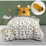 Pack parure de lit enfant 140 x 200 cm + drap housse 90x190 cm jaune ? tigry ?