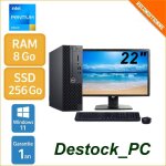 Pack pc + cran : dell 3050 sff ? 8 go ram ? ssd 256 go ? cran 22 pouces ? windows 11 pro