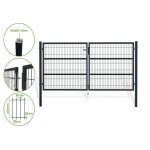 Lot portail battant grillag� et portillon - casanoov - razo - 3m h. 140cm / portillon 1m h. 140cm - gris ...