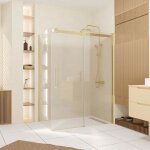 Pack porte de douche coulissante 140x200cm et retour 90cm - or dor� bross� et verre tremp� 6mm