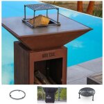 Pack printemps brasero plancha barbecue auvergnat corten simple cuve bois carré 62x62x76 cm - avec rangement ... Pack printemps brasero plancha barbecue auvergnat corten simple cuve bois carré 62x62x76 cm - avec rangement ...