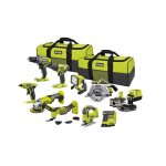 Pack ryobi combo 9 outils - 2 batteries - chargeur - r18ck9 - 252sl - perceuse scie meuleuse