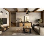 Pack salon loft meunier ? meuble tv buffet & table basse en chne samdal & noir mat