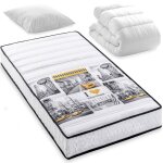 Pack soho matelas 90x190 cm new york + couette + oreiller. 5 zones de confort. paisseur epaisseur 15 ...