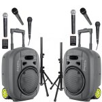 Pack sono 2 enceintes portables autonomes usb bluetooth ibiza port8vhf - mkii - tws 400w 6 micros - paire ...