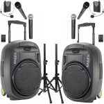 Pack sono 2 enceintes portables usb bluetooth ibiza port12vht - mkii - tws 700w 6 micros - paire supports ...