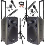 Pack sono 2 enceintes portables usb bluetooth ibiza port15vhf - bt 800w 6 micros - paire supports enceintes ...