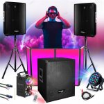 Pack sono 2000w ibiza sound - 2 enceintes 600w - caisson basses 800w - facade lycra avec housse - machine ...