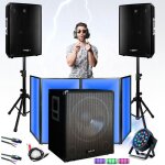 Pack sono 2200w ibiza sound - 2 enceintes 700w avec pieds - caisson basses 800w - facade lycra - projecteur ...