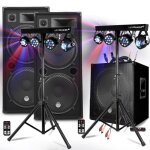 Pack sono 3200w dj mega basses - subwoofer bi - amplifi 18  46cm - enceintes 215, portiques 8 lumires ...