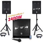 Pack sonorisation - bm sonic bms1812 - usb - bt - 2400w - sub 18  + 2 enceintes 12  + pieds + cbles ...