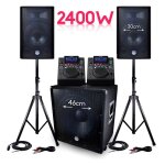 Pack sono bms - 1812 2400w sub 46cm - 2 enceintes 30cm + c�bles + double lecteur gemini