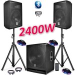 Pack sono complet bms1812 usb - bluetooth 2400w sub 18 + 2 enceintes 12 + pieds + câbles + tél + 3 ... Pack sono complet bms1812 usb - bluetooth 2400w sub 18 + 2 enceintes 12 + pieds + câbles + tél + 3 ...