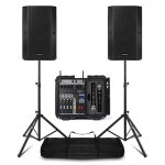 Pack sono complet avec table de mixage 2 enceintes passives micros uhf cbles - 1600 watts pied denceines ...