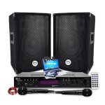 Pack sono dj 600w + ampli evidence acoustics hifi stro avec bluetooth usb carte sd, radio fm, 2 microphones ...