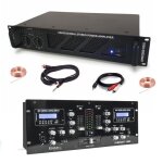 Pack sono dj ampli ibiza sound amp2000 - mkii 3000w - table mixage bluetooth djm250bt - mkii rca xlr ...