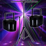 Pack sono dj light jeux de lumire 2 effets derby noir 4 leds rgbw + portique