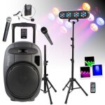 Pack sono enceinte ibiza portable bluetooth usb port15vhf - mkii - tws 800w 3 micros - pied support enceinte ...