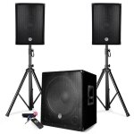 Pack sonorisation 2200w - enceintes + caisson + pieds - usb / bluetooth - bm sonic bms1512
