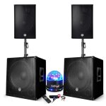 Pack sonorisation - bm sonic bms - 151515 - 3000w - enceintes dj 15  + 2 caissons 15  + pieds - usb / ...