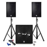 Pack sonorisation - bm sonic bms - 1815 - 2700w - enceintes dj 15 + caisson 18 + pieds - usb / bluetooth ...